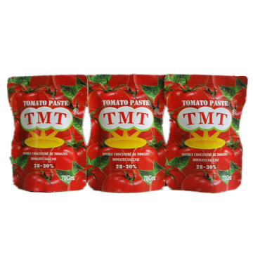 Pasta de tomate orgánica en bolsita de 70 g con marca Tmt de alta calidad